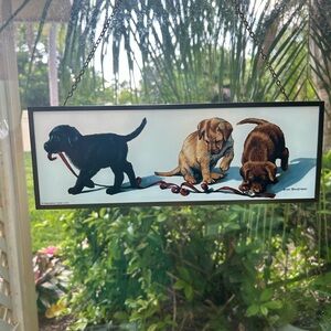 Glassmasters USA By Amy Brackenbury
Stained Glass Red Tape Puppies Suncatcher.